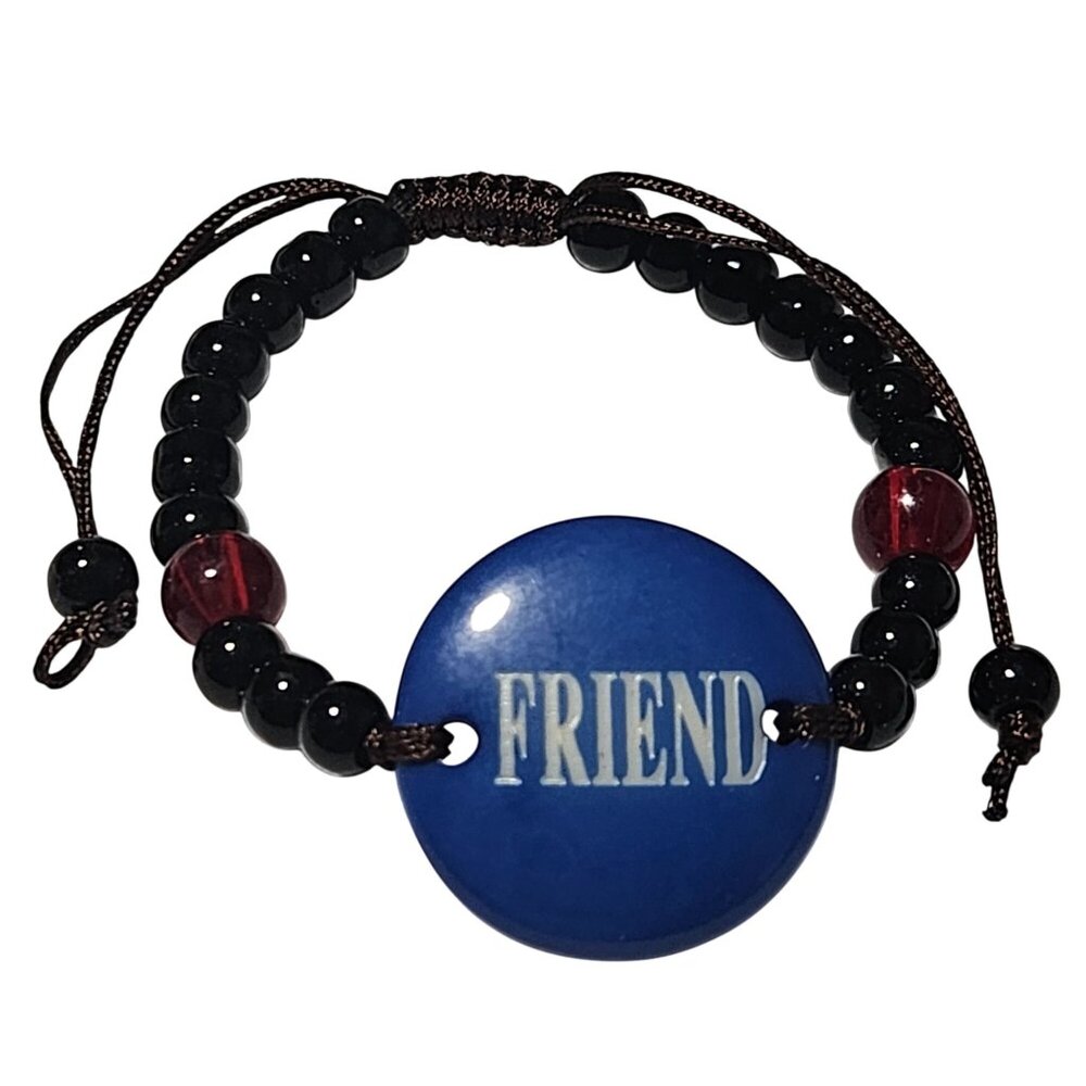 Boho Friendship Beaded Bracelet Blue Red Accents Friend Gift Fashion Jewelry